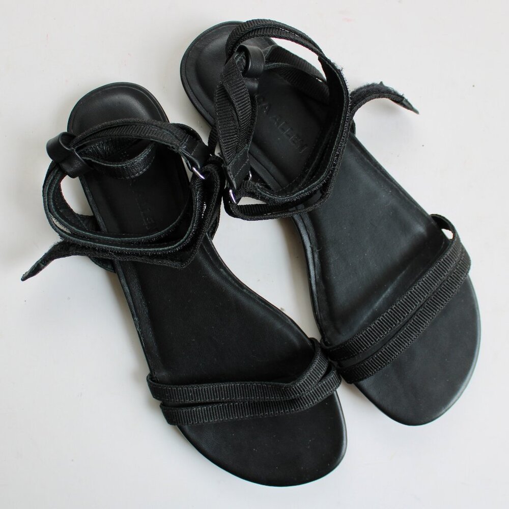 Rebecca Allen Women's Black The Flat Two-Strap Strappy Sandals Size 8.5